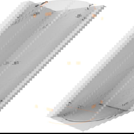 Mexen Lunar полукръгла душ кабина с вратичка 70 x 70 см, прозрачна, с матирано медно покритие - 833-070L-070P-65-00