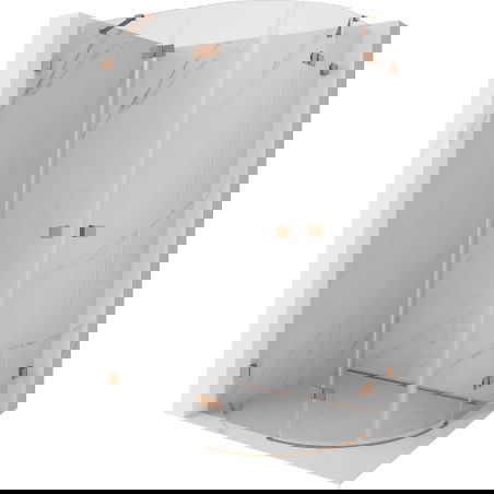 Mexen Lunar полукръгла душ кабина с лява врата 80 x 70 см, прозрачна, матиран месинг - 833-080L-070P-65-00