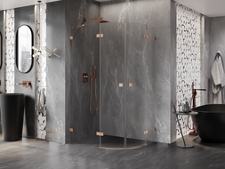 Mexen Lunar полукръгла лява душ кабина с врата 90 x 80 см, прозрачна, матирана