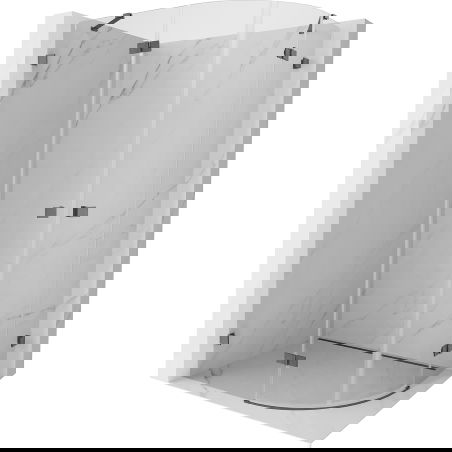 Mexen Lunar полукръгла душ кабина с ляво отваряне 90 x 70 см, прозрачна, четкано сиво - 833-090L-070P-66-00