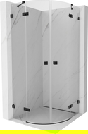 Mexen Lunar полукръгла душ кабина с врата 80 x 80 см, прозрачна, черна - 833-080L-080P-70-00
