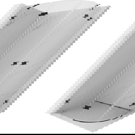 Mexen Lunar полукръгла душ кабина с отваряща се врата наляво 100 x 80 см, прозрачна, черна - 833-100L-080P-70-00