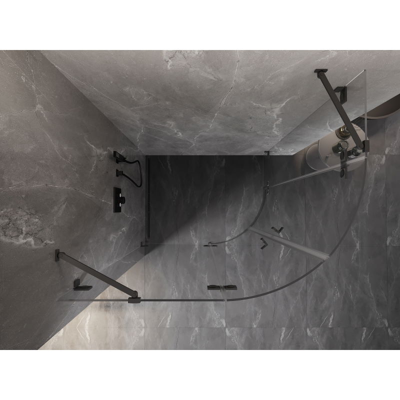 Mexen Lunar полукръгла душ кабина лява 100 x 80 см, прозрачна, матов метал - 833-100L-080P-95-00