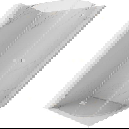 Mexen Lunar полукръгла душ кабина с люлееща врата, лява 90 x 80 см, прозрачна, четка никел - 833-090L-080P-97-00