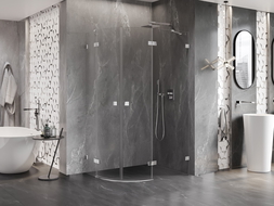 Mexen Lunar полукръгла душ кабина с отваряща се дясна врата 100 x 90 см, прозрачна, хром - 833-100P-090L-01-00