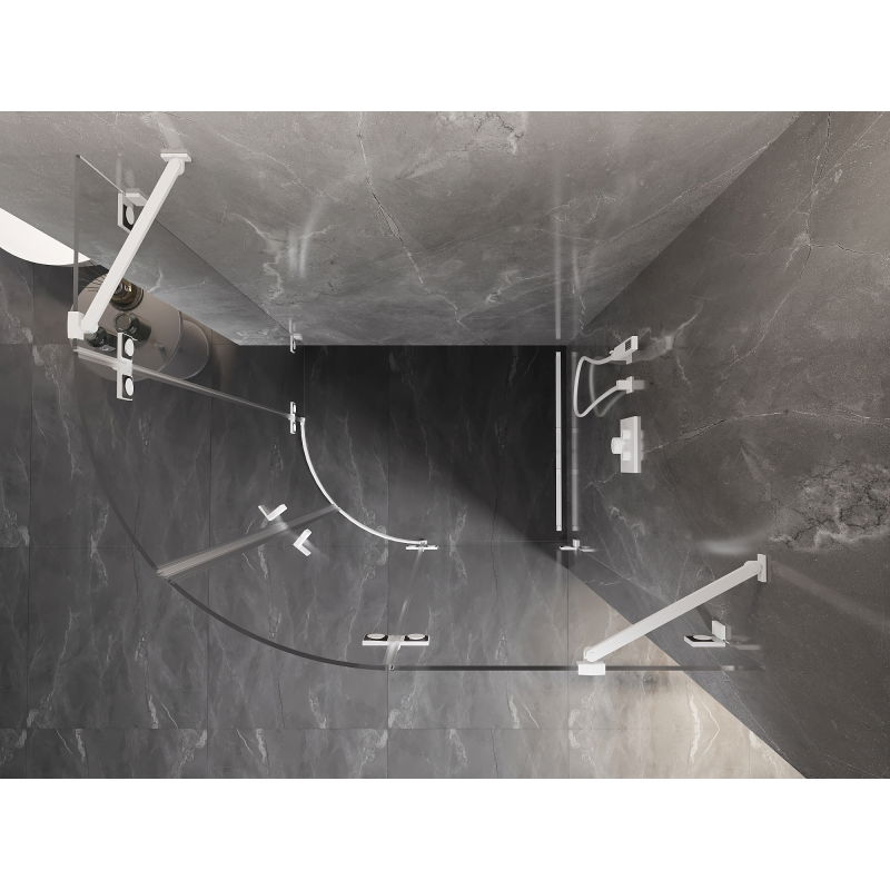 Mexen Lunar душ кабина полукръгла отваряща се дясна 90 x 80 см, прозрачна, бяла