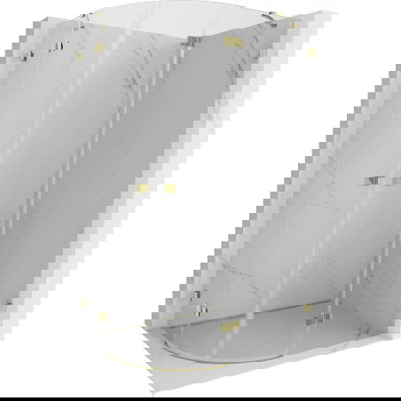 Mexen Lunar полукръгла душ кабина с дясно отваряне 90 х 70 см, прозрачна, златна - 833-090P-070L-50-00