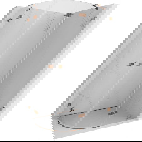 Mexen Lunar полукръгла душ кабина с отваряеми врати, дясна, 100 x 70 cm, прозрачна, розово злато - 833-100P-070L-60-00