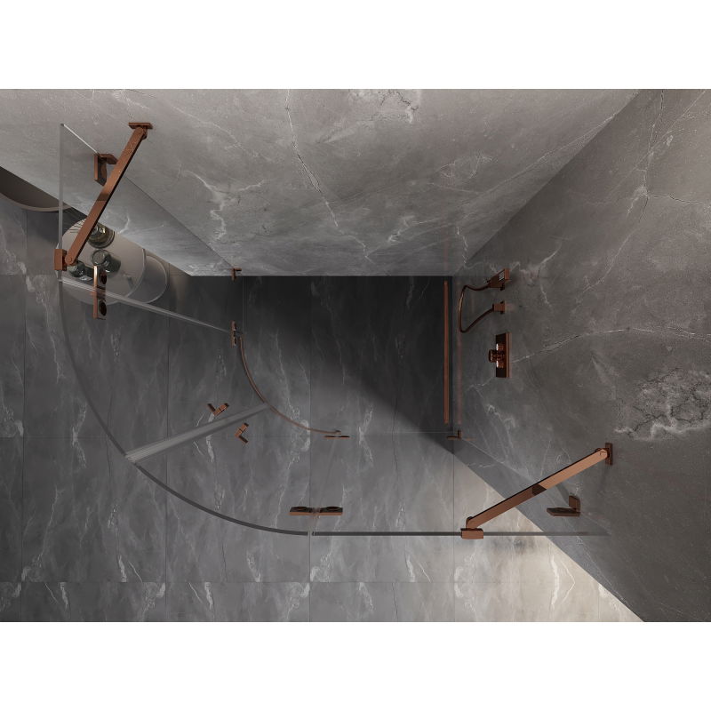 Mexen Lunar полукръгла душ кабина, отваряща се надясно 100 x 90 см, прозрачна, розово злато - 833-100P-090L-60-00