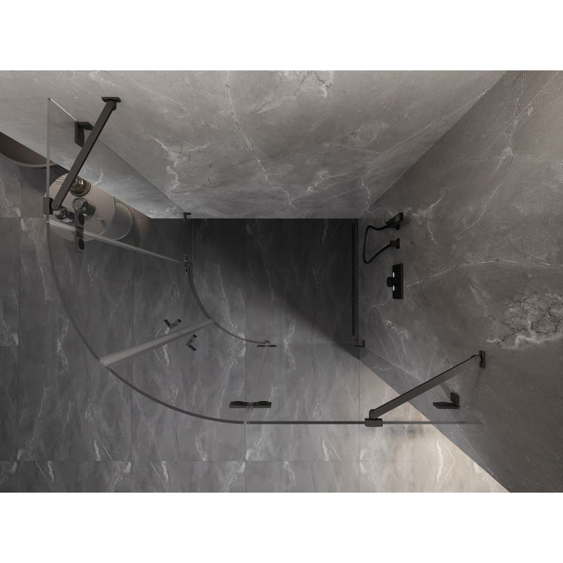 Mexen Lunar полукръгла душ кабина с отваряеми врати, дясна, 90 x 80 см, прозрачна, четкано оръжийно сиво - 833-090P-080L-66-00