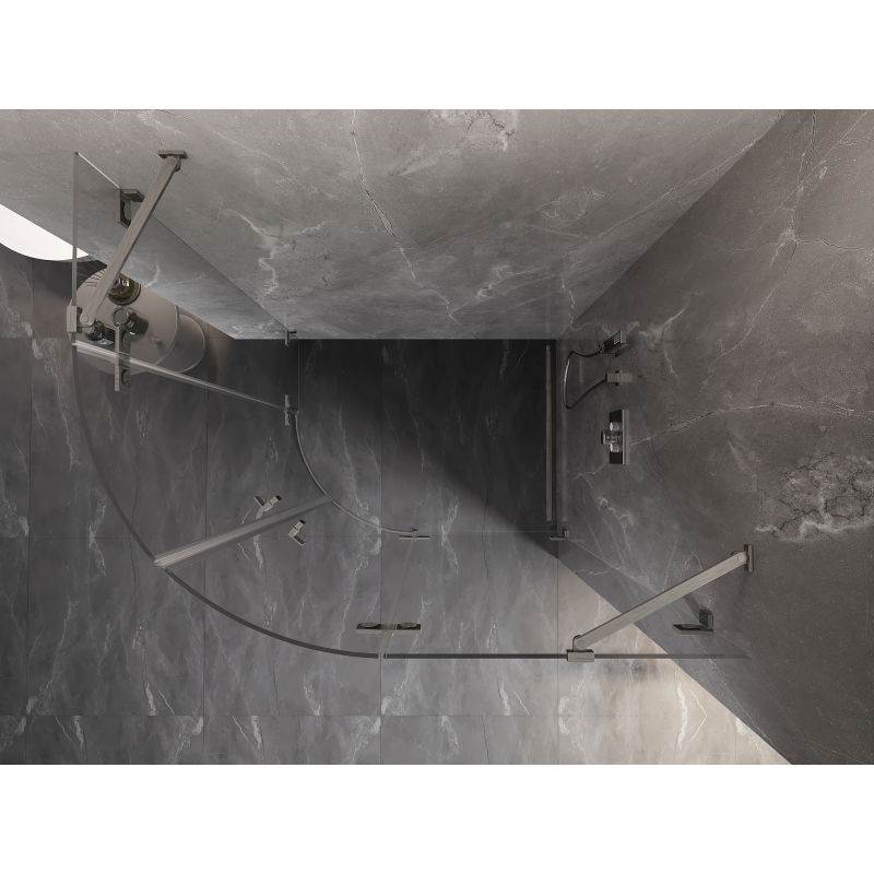 Mexen Lunar полукръгла душ кабина дясна 100 x 80 см, прозрачна, четкан никел - 833-100P-080L-97-00