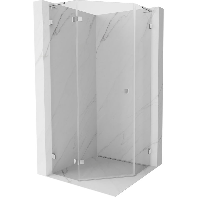Mexen Lunar L петстенна душ кабина с лява врата 80 x 80 см, прозрачна, хром - 831L-080L-080P-01-00-L