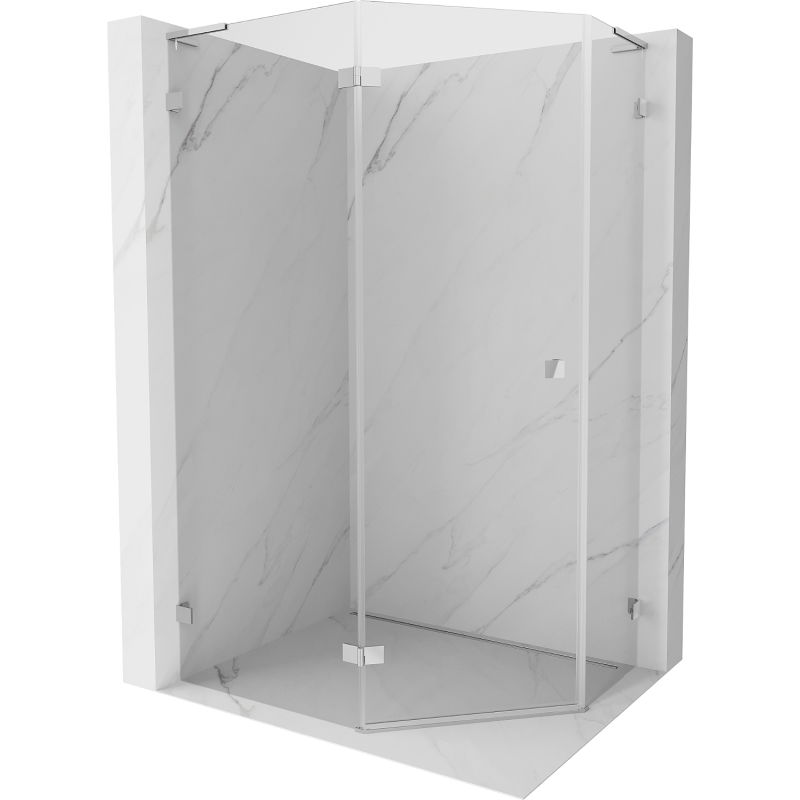 Mexen Lunar L петостенна душ кабина лява 100 x 80 см, прозрачна, хром - 831L-100L-080P-01-00-L