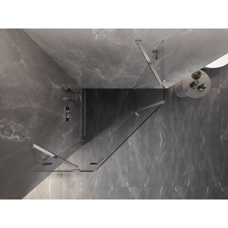 Mexen Lunar петосъгълна душ кабина с отваряща се лява врата 80 x 80 см, прозрачна, хром - 831-080L-080P-01-00-L