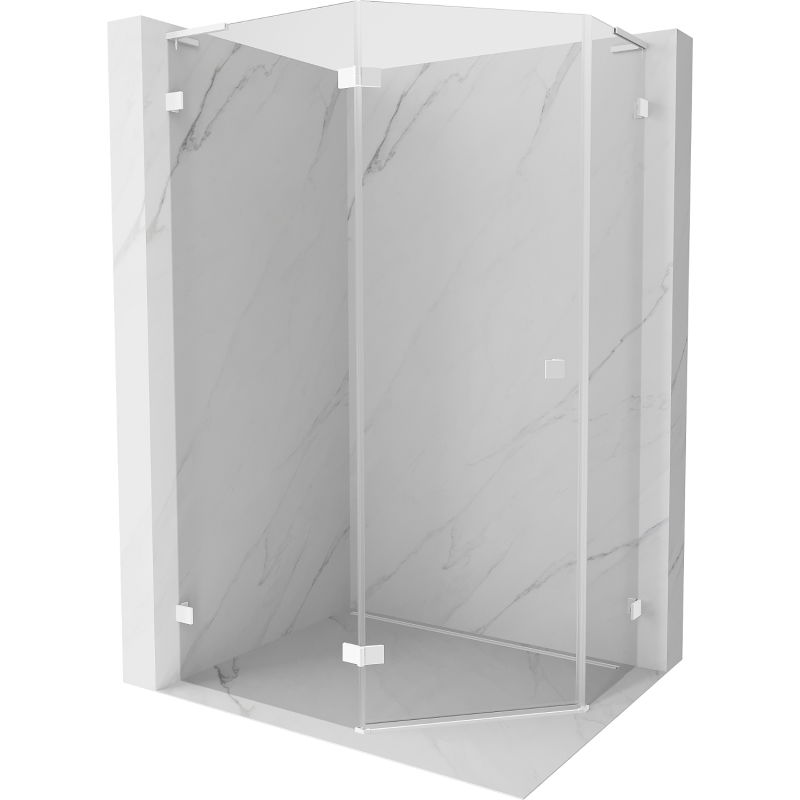 Mexen Lunar L петстенна душ кабина, отваряема наляво, 90 x 80 см, прозрачна, бяла - 831L-090L-080P-20-00-L