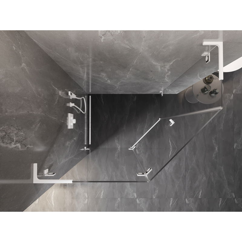 Mexen Lunar L петстенна душ кабина с ляво отваряне 100 x 80 см, прозрачна, бяла - 831L-100L-080P-20-00-L