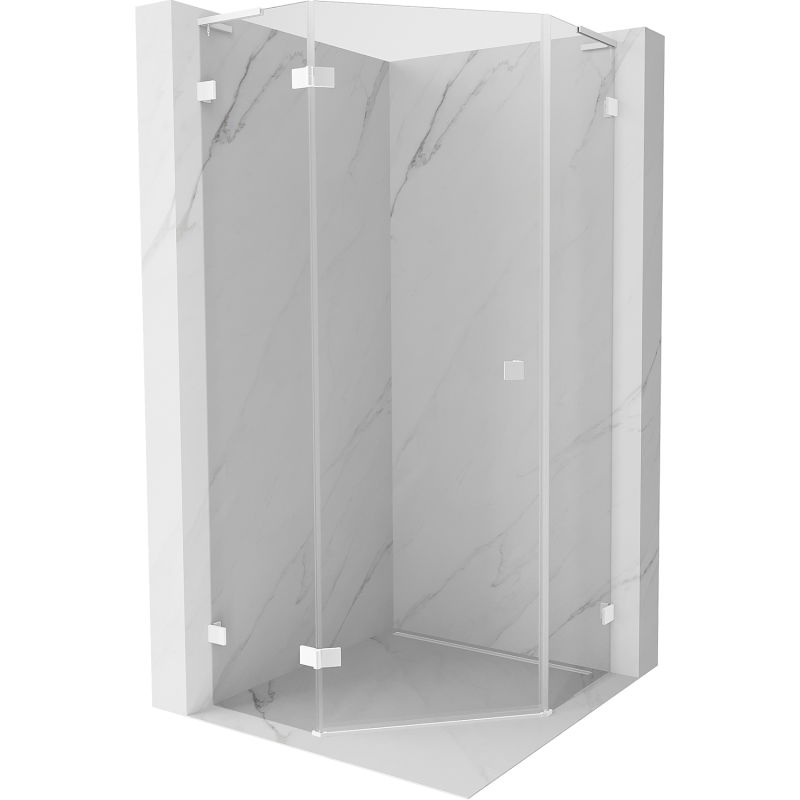 Mexen Lunar L петостенна лява душ кабина 100 x 100 cm, прозрачна, бяла - 831L-100L-100P-20-00-L
