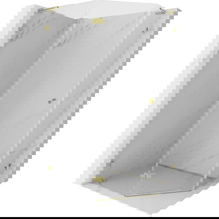 Mexen Lunar L петоъгълна душ кабина с ляво отваряне 100 x 80 см, прозрачна, златна - 831L-100L-080P-50-00-L