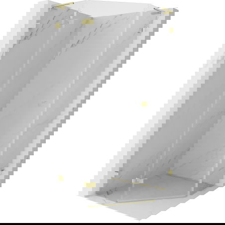 Mexen Lunar L петостенна душ кабина с панти, лява 80 x 80 см, прозрачна, злато