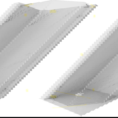 Mexen Lunar L петостенен душ кабина лява 100 x 80 см, прозрачна, златиста четкана - 831L-100L-080P-55-00-L