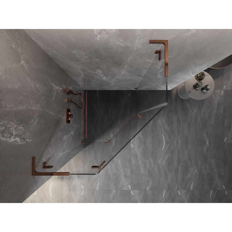 Mexen Lunar L петстенна душ кабина, лява, 80 x 80 см, прозрачна, розово злато - 831L-080L-080P-60-00-L