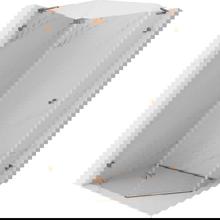 Mexen Lunar L петстенна душ кабина лява 100 x 90 см, прозрачна, розово злато - 831L-100L-090P-60-00-L