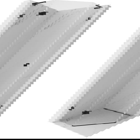 Mexen Lunar L петостенна лява душ кабина 80 x 80 см, прозрачна, черна - 831L-080L-080P-70-00-L