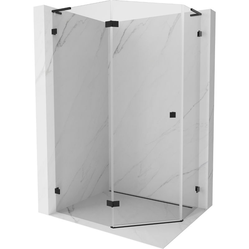 Mexen Lunar L петстенна душ кабина с лява врата 90 x 80 см, прозрачна, черна - 831L-090L-080P-70-00-L