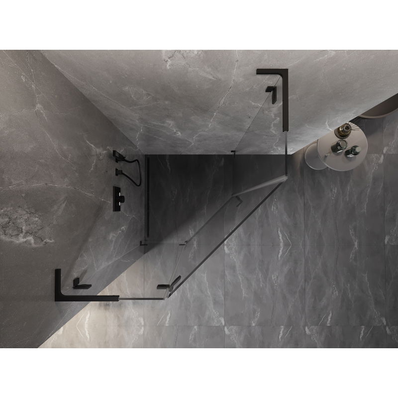 Mexen Lunar L петоъгълна душ кабина, отваряема наляво, 90 x 90 см, прозрачна, черна - 831L-090L-090P-70-00-L