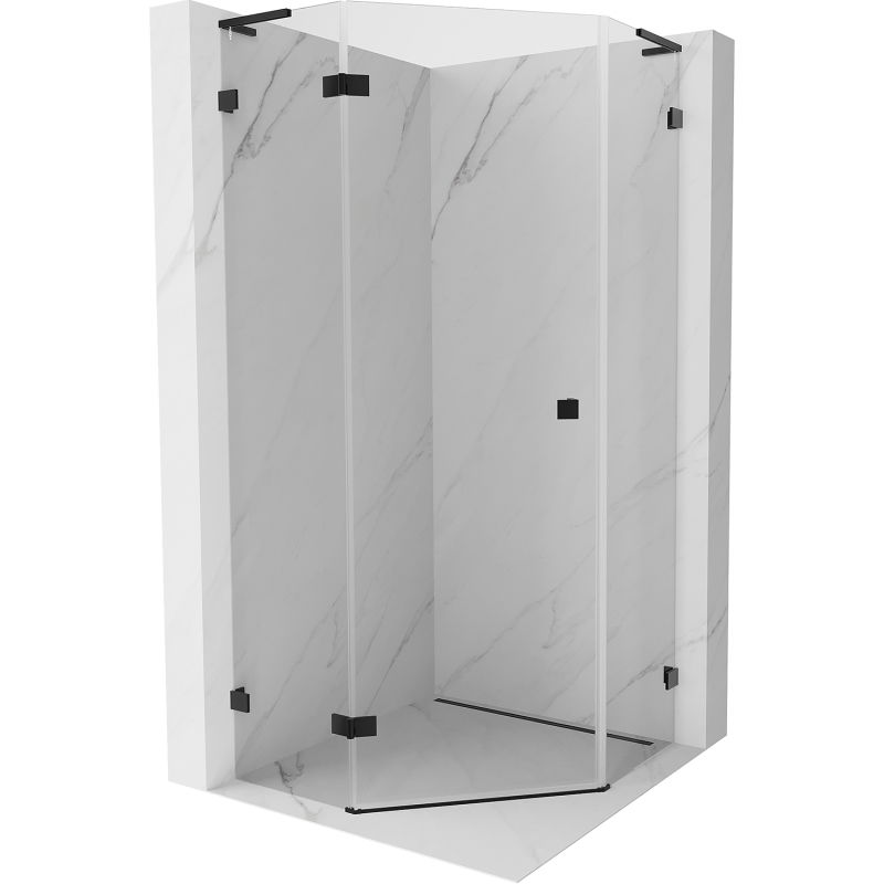 Mexen Lunar L петстенна лява душ-кабина 100 x 100 см, прозрачна, черна - 831L-100L-100P-70-00-L