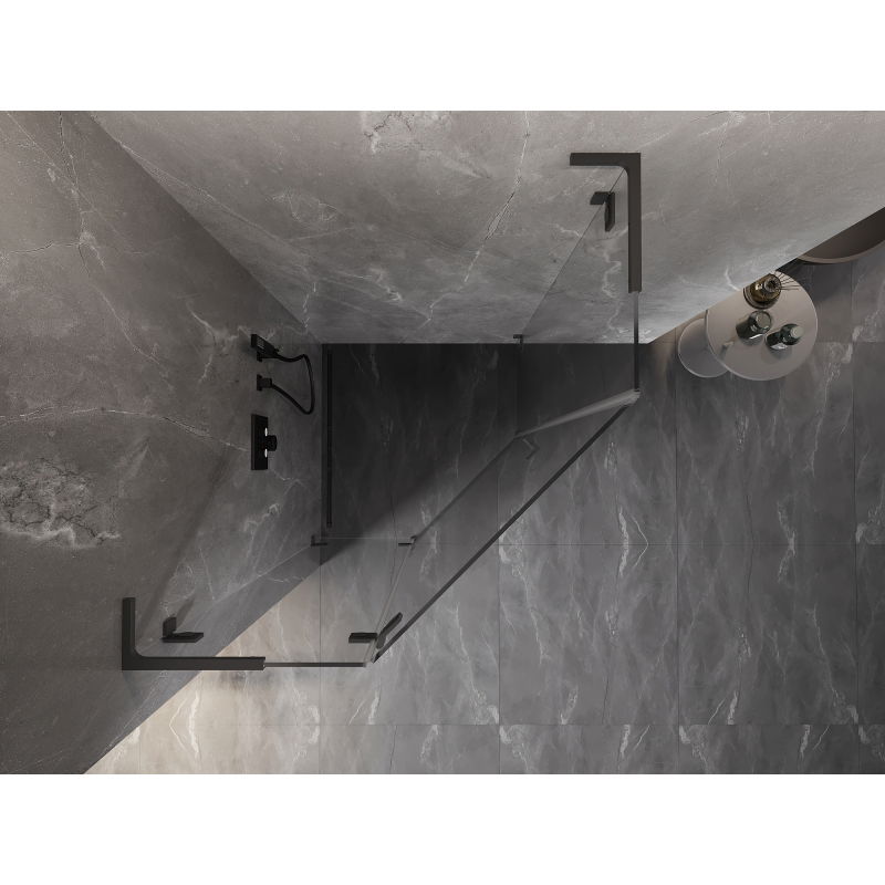 Mexen Lunar L петстенна душ кабина с лява отваряема врата 80 x 80 см, прозрачна, оръжеен метал - 831L-080L-080P-95-00-L