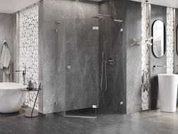 Mexen Lunar L петостранна душ кабина с панти, дясна 100 x 90 см, прозрачна, хром - 831L-100P-090L-01-00-P