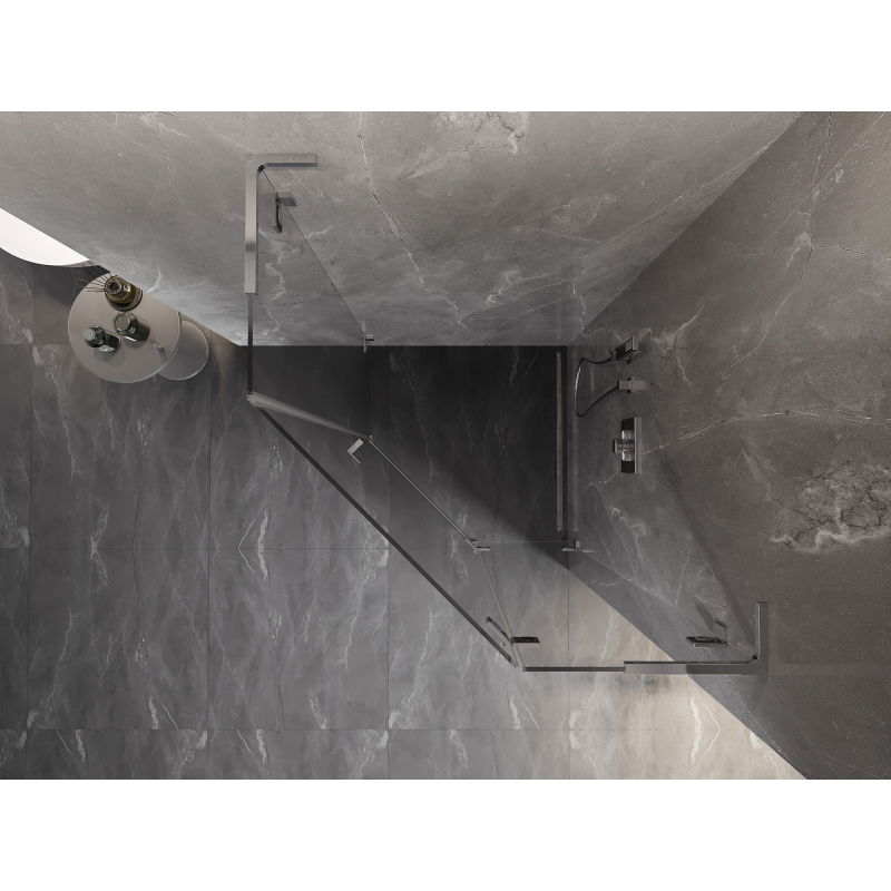 Mexen Lunar L петостенна душ кабина с врата, дясна, 100 x 100 см, прозрачно, хром - 831L-100P-100L-01-00-P