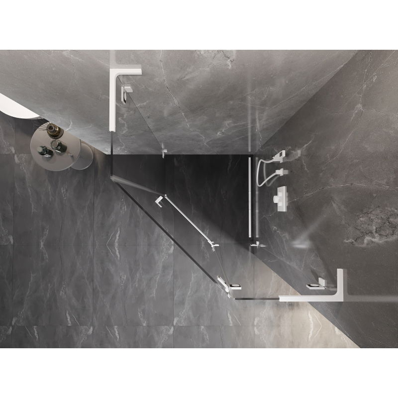 Mexen Lunar L петостранна душ кабина отваряща се дясна 80 x 80 см, прозрачна, бяла - 831L-080P-080L-20-00-P