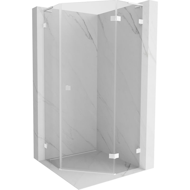 Mexen Lunar L пет-ъгълна душ кабина с панти дясна 90 x 90 см, прозрачна, бяла - 831L-090P-090L-20-00-P