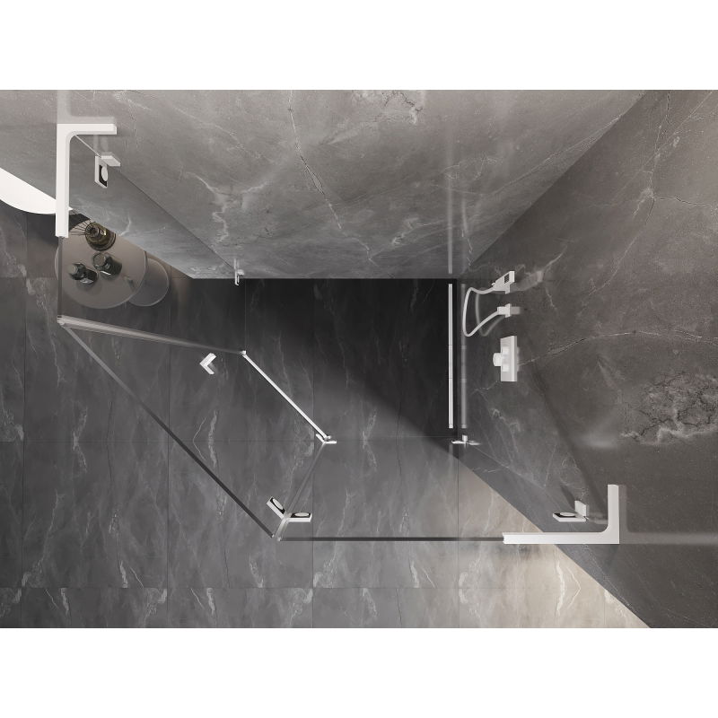 Mexen Lunar L петстенна душ кабина панта, дясна 100 x 80 см, прозрачна, бяла - 831L-100P-080L-20-00-P