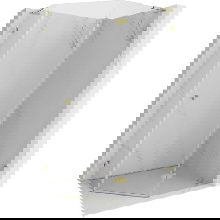 Mexen Lunar L петстенна душ кабина с панта, дясна, 90 x 80 см, прозрачна, златна - 831L-090P-080L-50-00-P
