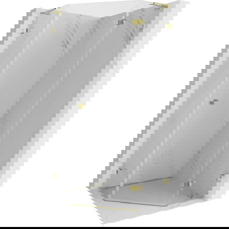 Mexen Lunar L петостенна душ кабина с отваряща се врата, дясна, 100 x 100 см, прозрачна, златна - 831L-100P-100L-50-00-P