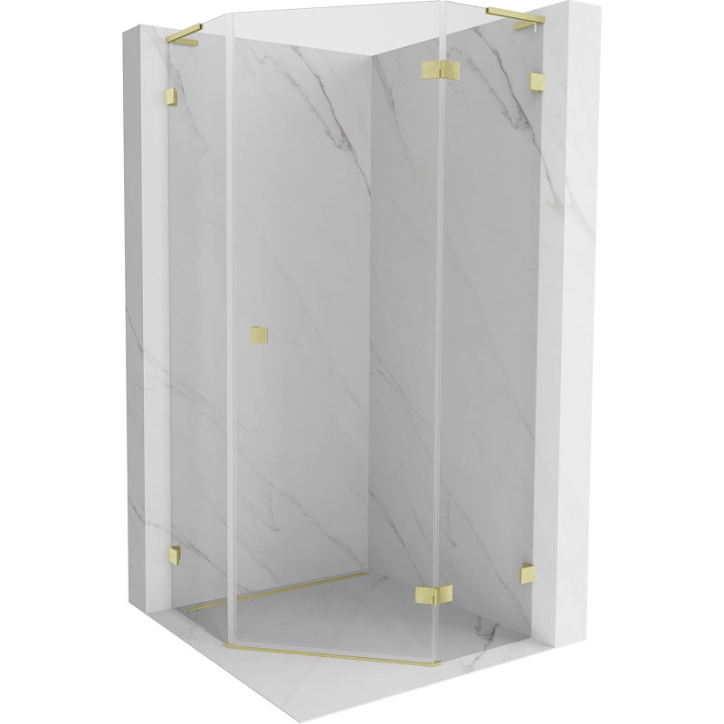 Mexen Lunar L петостенна душ кабина дясна 80 x 80 см, прозрачна, златиста матирана - 831L-080P-080L-55-00-P