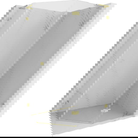 Mexen Lunar L петстенна душ кабина, отваряема надясно 90 x 80 см, прозрачно, златно четкано - 831L-090P-080L-55-00-P