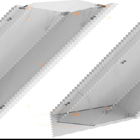 Mexen Lunar L петстенна душ кабина с отваряща се врата вдясно 100 x 90 см, прозрачна, розово злато - 831L-100P-090L-60-00-P