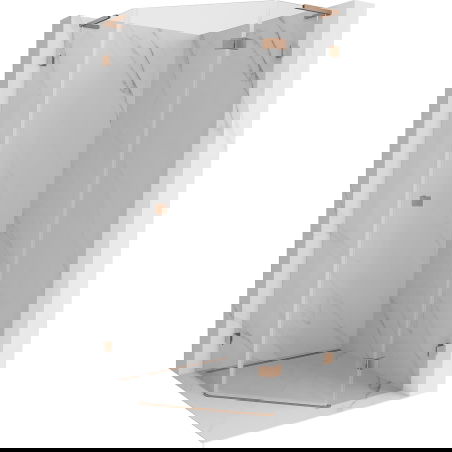 Mexen Lunar L петугълна подвижна душ кабина дясна 90 x 90 см, прозрачна, четкан мед - 831L-090P-090L-65-00-P