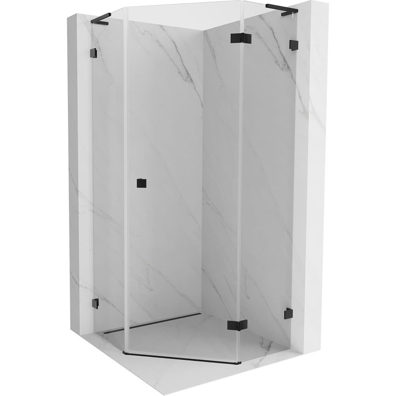 Петостенна душ кабина Mexen Lunar L отваряема дясна 80 x 80 см, прозрачна, черна - 831L-080P-080L-70-00-P