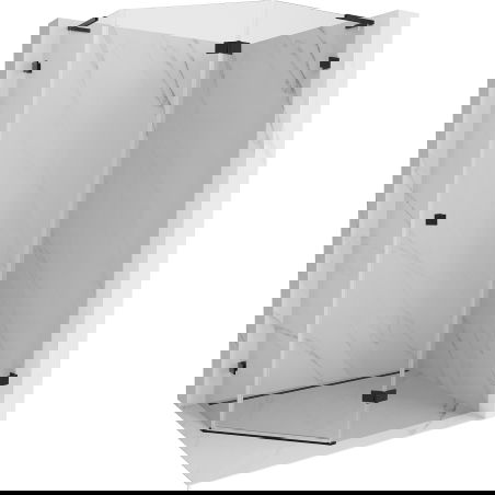 Mexen Lunar L петстенна душ кабина с врата, дясна 90 x 80 см, прозрачна, черна - 831L-090P-080L-70-00-P