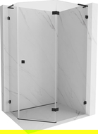 Mexen Lunar L петстенна душ кабина с отваряща се врата, дясна 100 x 90 см, прозрачна, черна - 831L-100P-090L-70-00-P