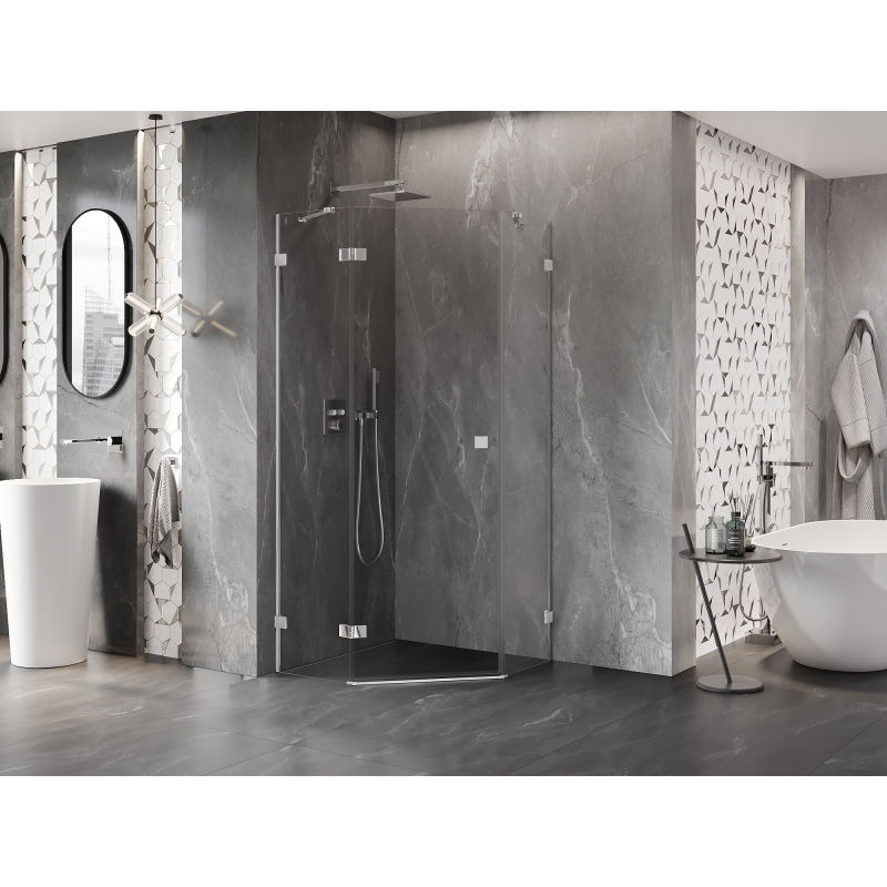 Mexen Lunar петостенно душ кабина лява 90 x 90 см, прозрачна, хром - 831-090L-090P-01-00-L