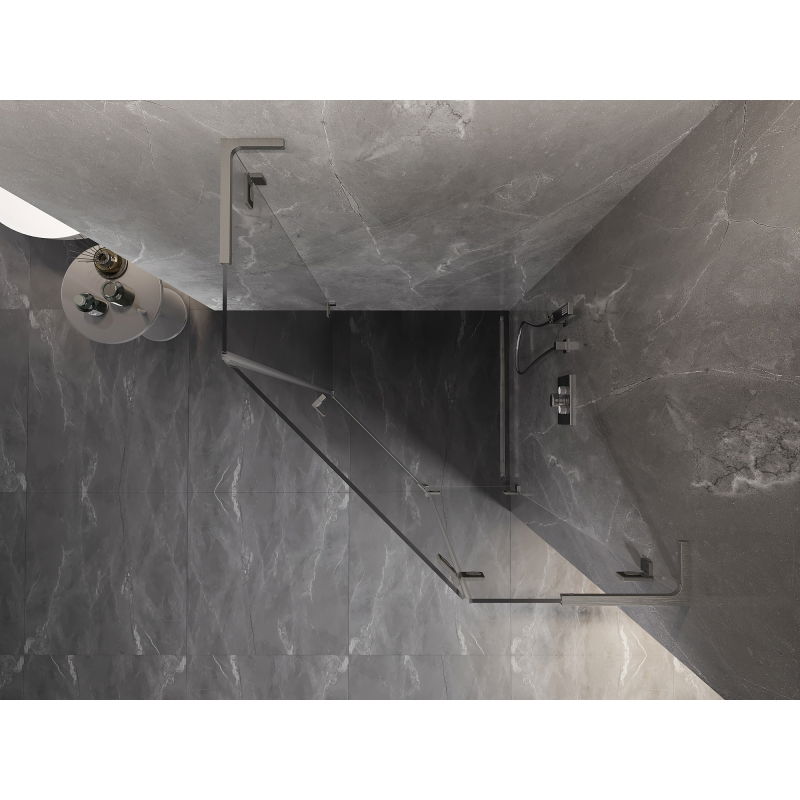 Mexen Lunar L правоъгълна душ кабина с панти, дясна 90 x 90 см, прозрачна, матиран никел - 831L-090P-090L-97-00-P