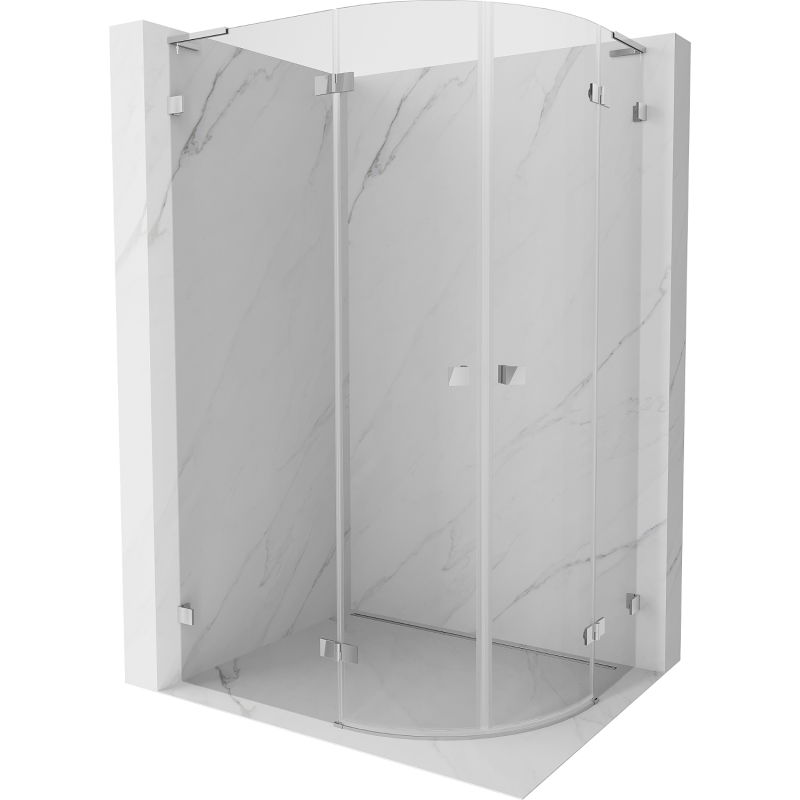 Mexen Lunar L полукръгла душ кабина с леви врати 80 x 70 см, прозрачна, хром - 833L-080L-070P-01-00
