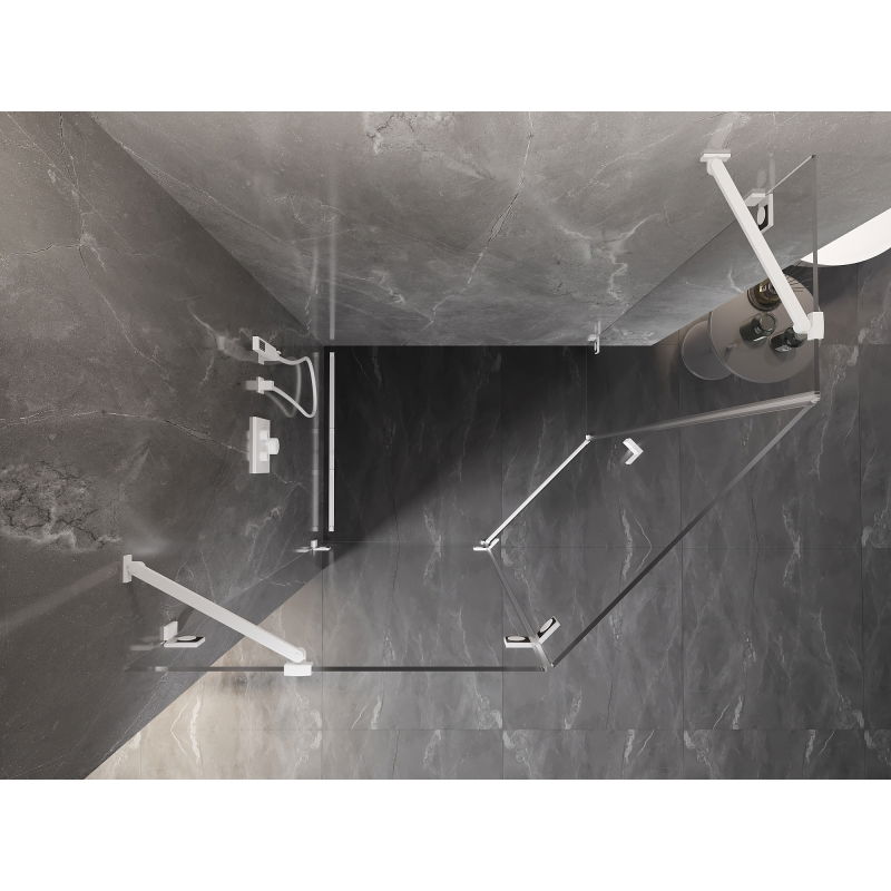 Mexen Lunar петоъгълна душ кабина с лява врата 90 x 80 см, прозрачна, бяла - 831-090L-080P-20-00-L