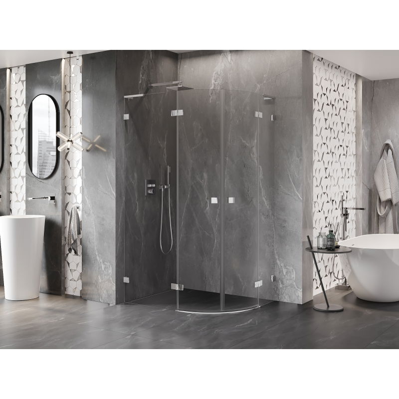 Mexen Lunar L полукръгла душ кабина отваряема лява 100 x 70 см, прозрачна, хром - 833L-100L-070P-01-00